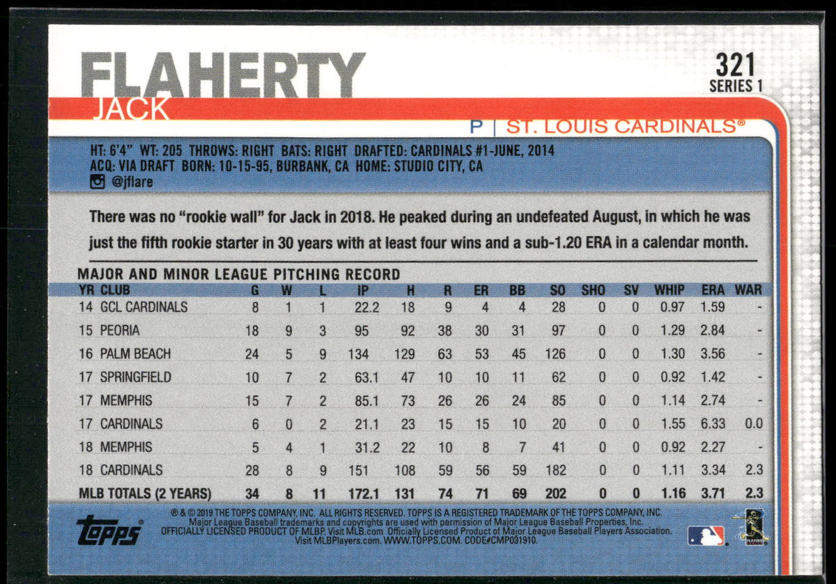 2019 Topps #321 Jack Flaherty