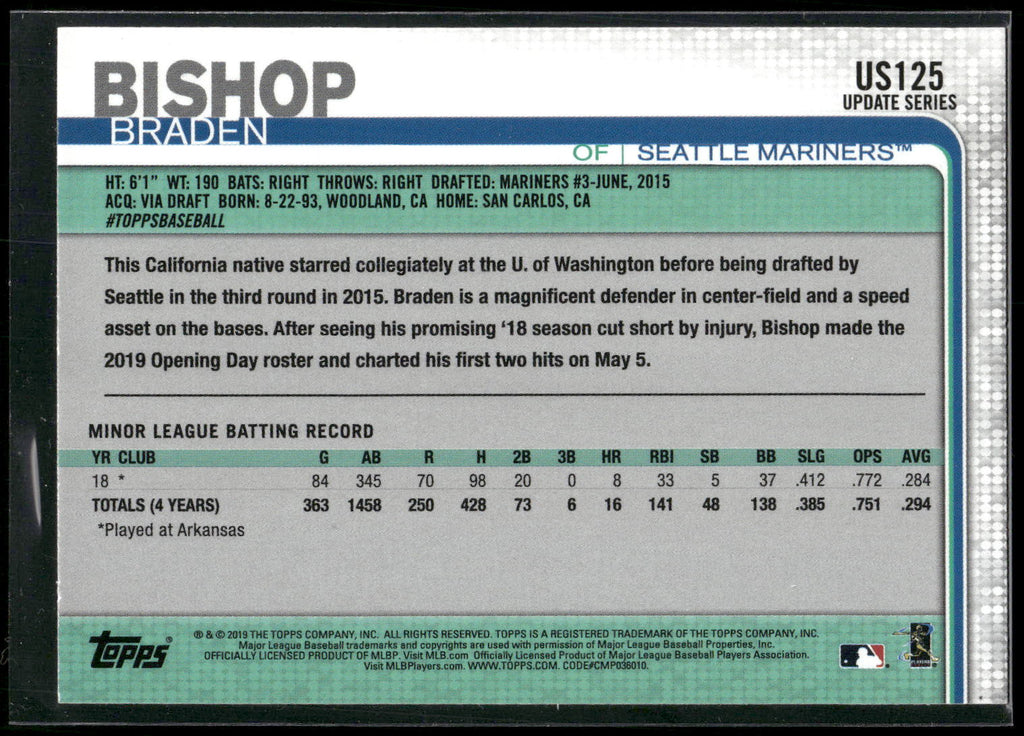 2019 Topps Update #US125 Braden Bishop