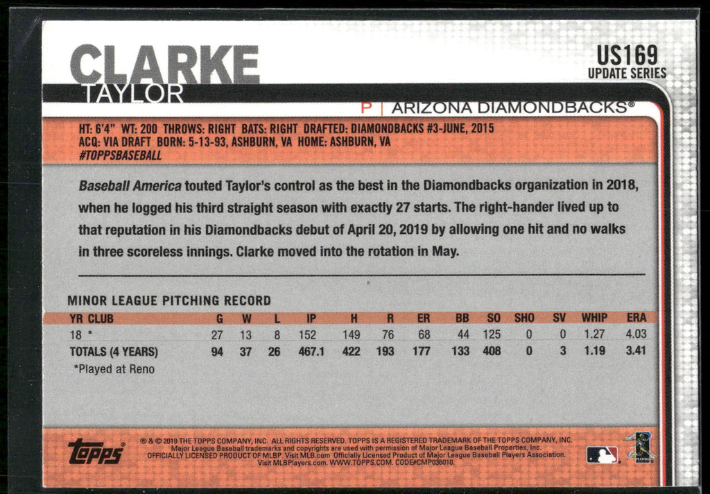 2019 Topps Update #US169 Taylor Clarke