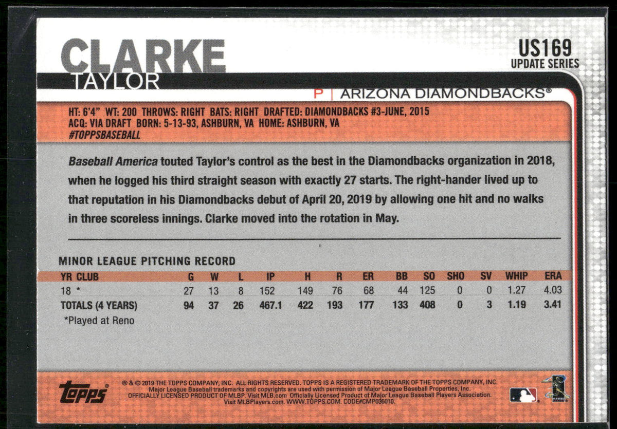 2019 Topps Update #US169 Taylor Clarke