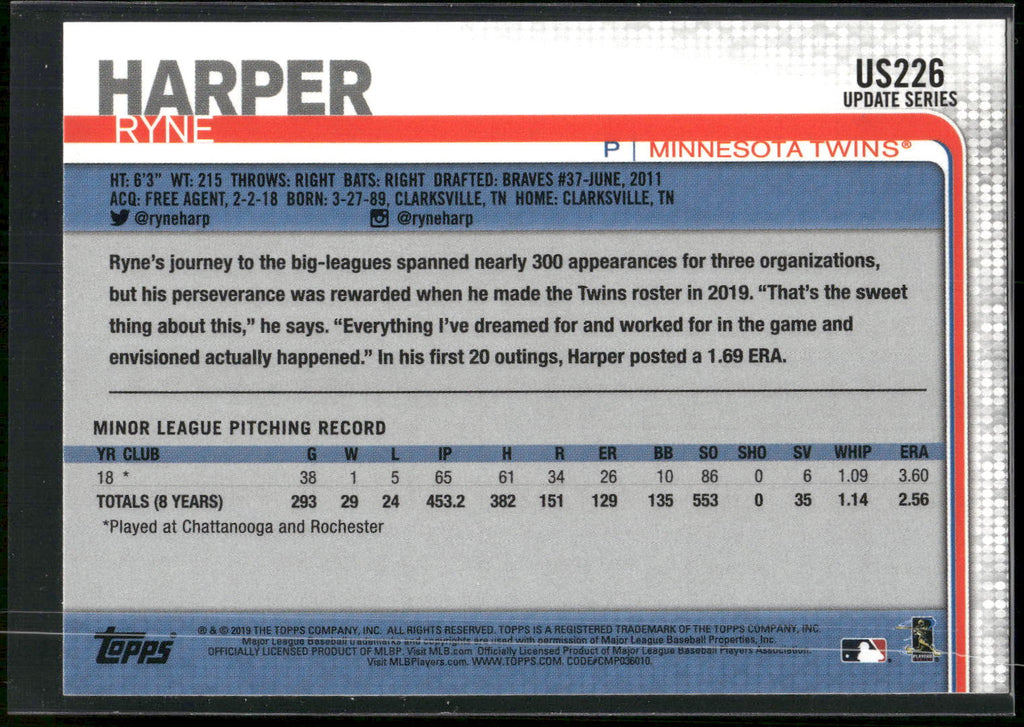 2019 Topps Update #US226 Ryne Harper