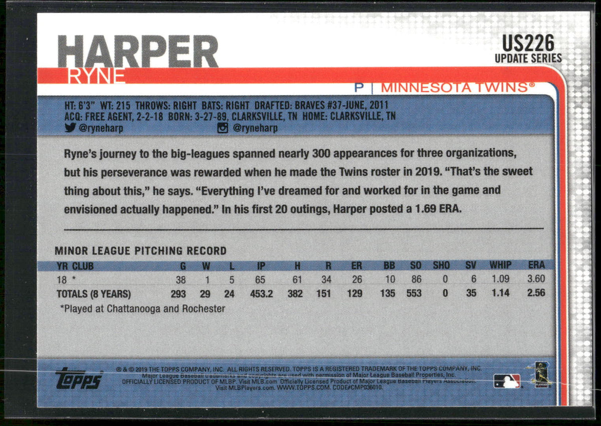 2019 Topps Update #US226 Ryne Harper