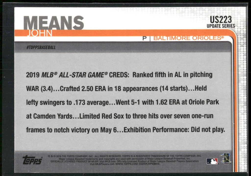 2019 Topps Update #US223 John Means