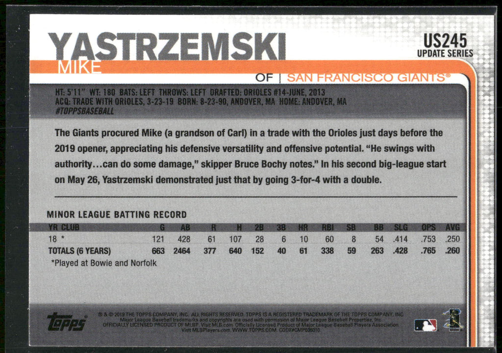 2019 Topps Update #US245 Mike Yastrzemski