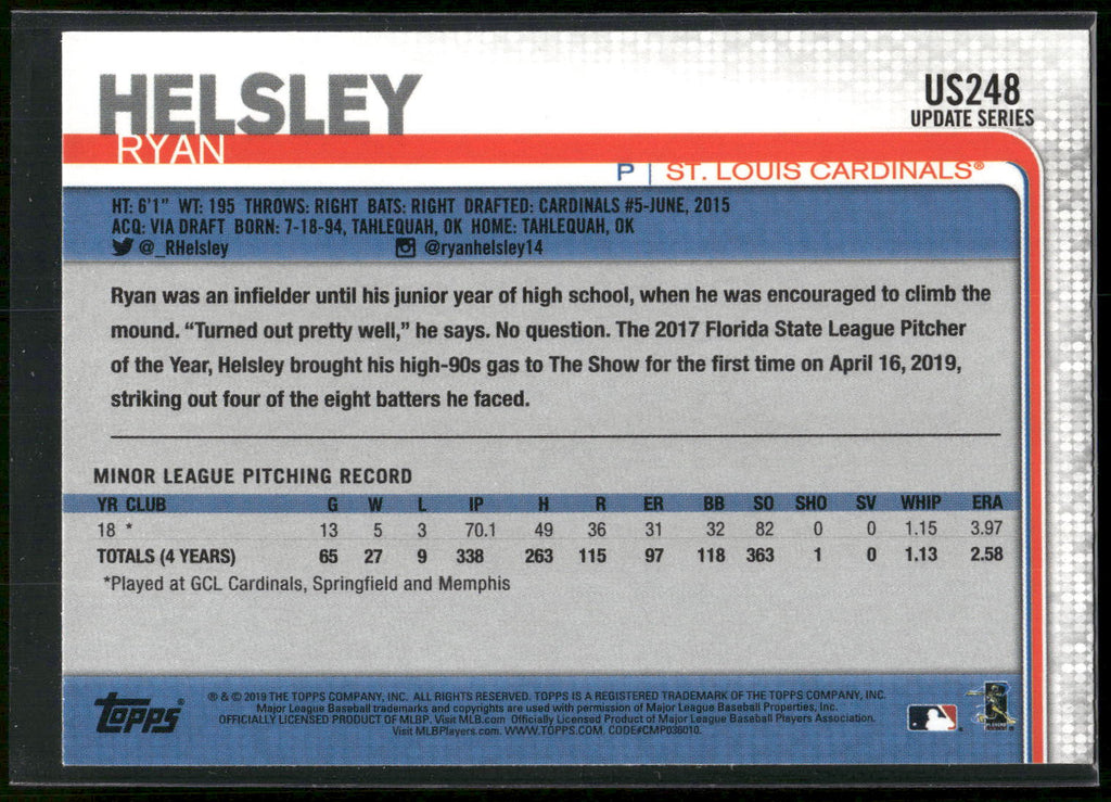 2019 Topps Update #US248 Ryan Helsley