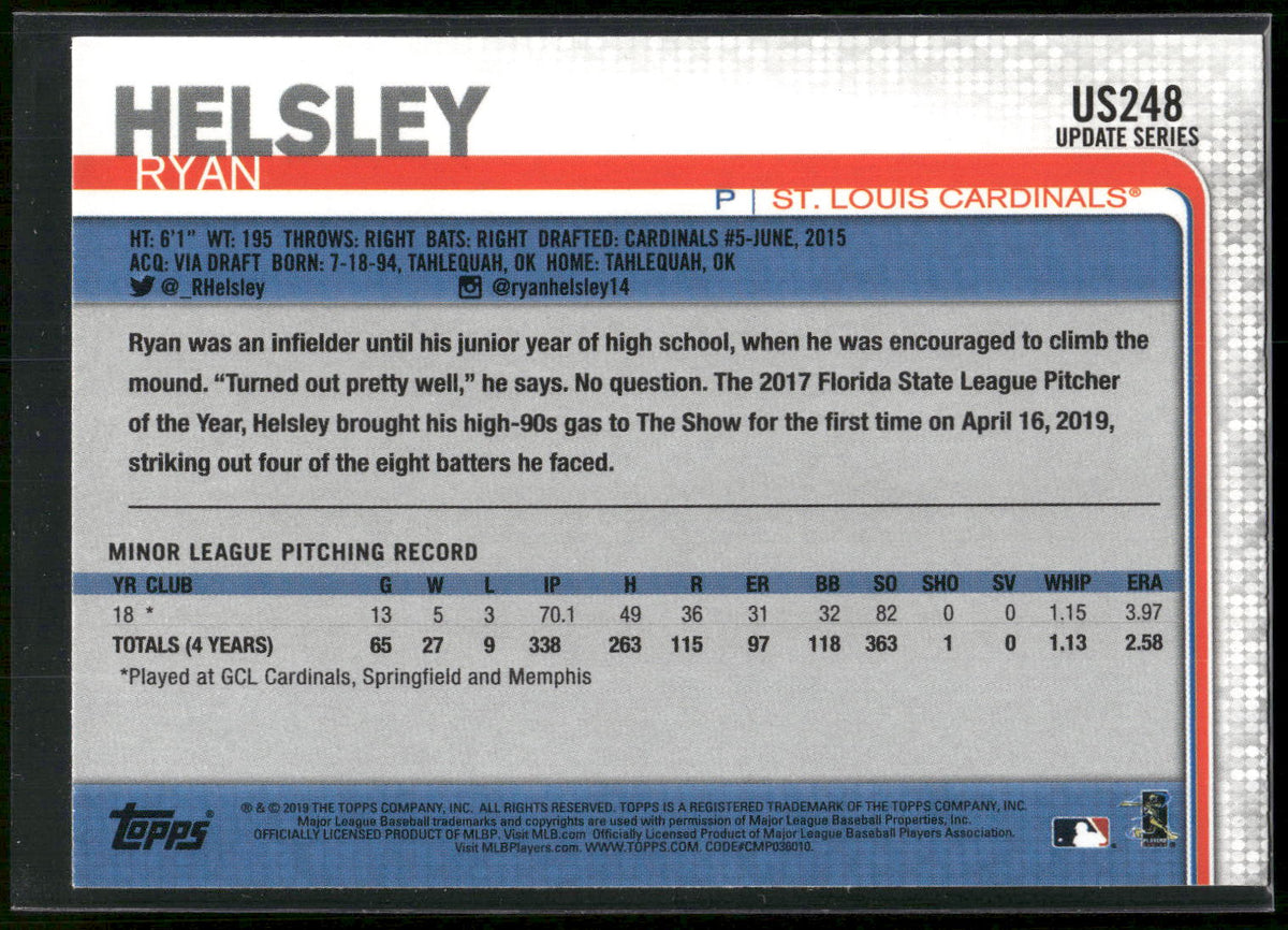 2019 Topps Update #US248 Ryan Helsley