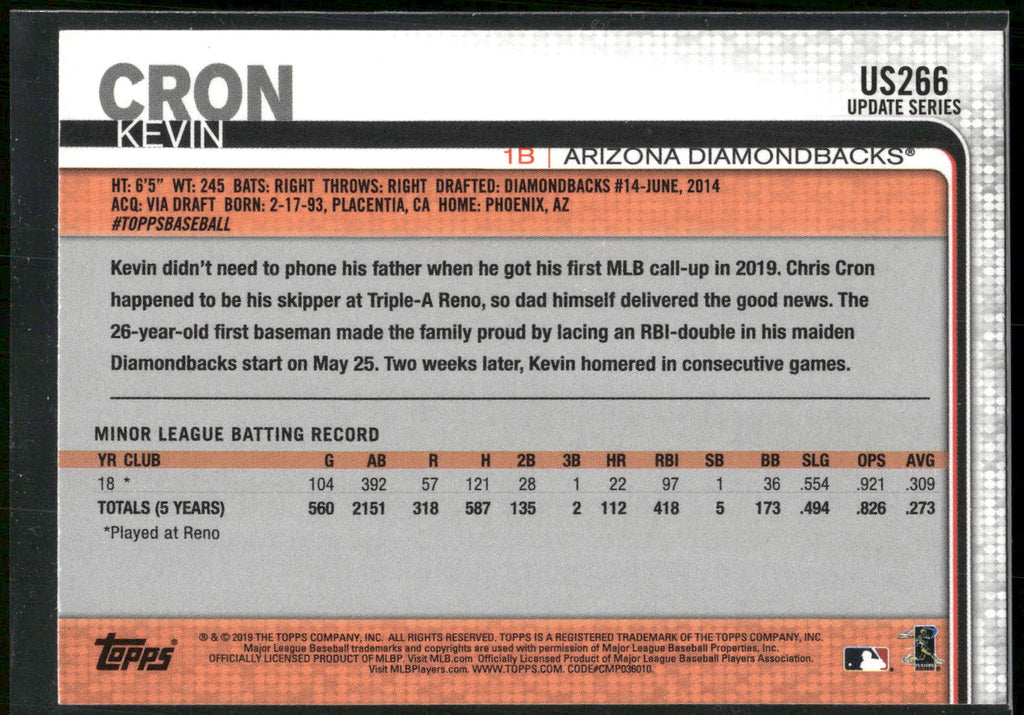 2019 Topps Update #US266 Kevin Cron