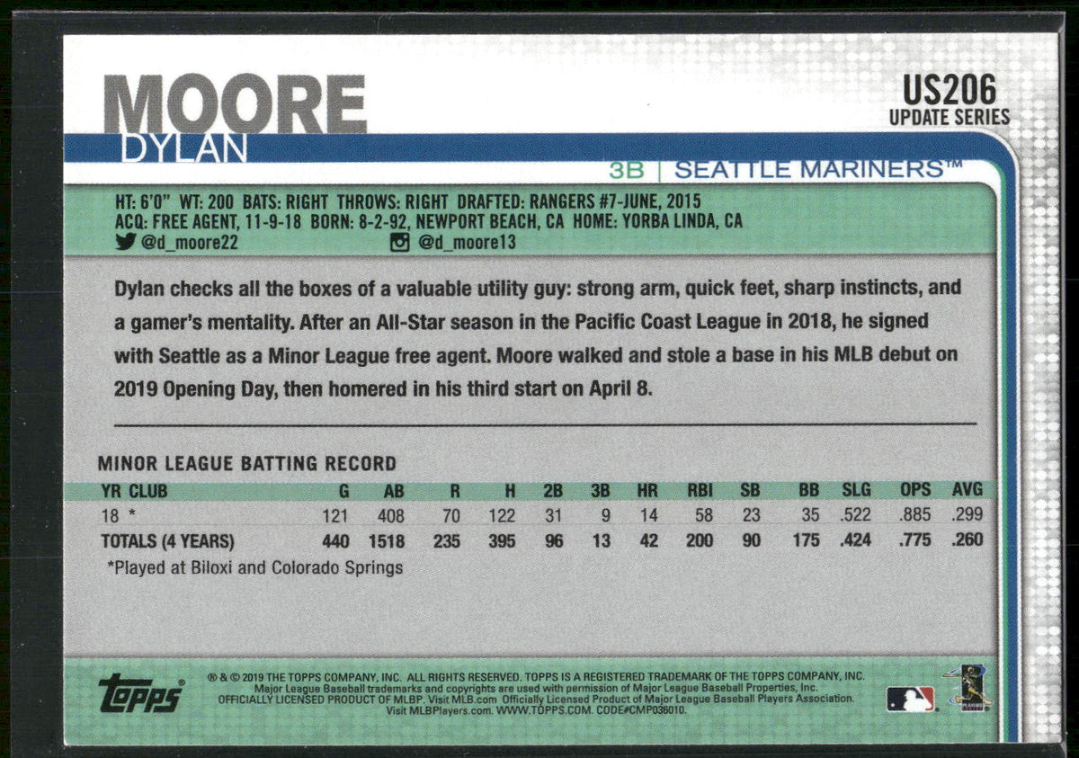 2019 Topps Update #US206 Dylan Moore