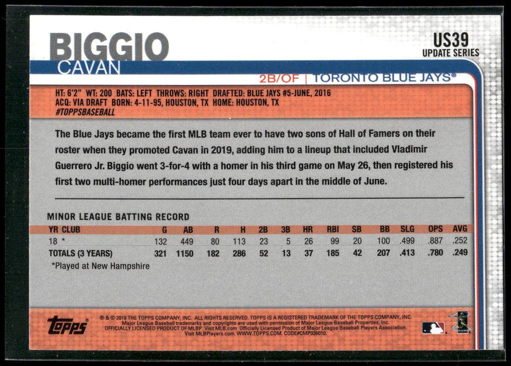 2019 Topps Update #US39 Cavan Biggio