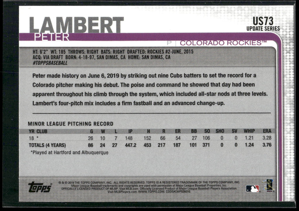 2019 Topps Update #US73 Peter Lambert