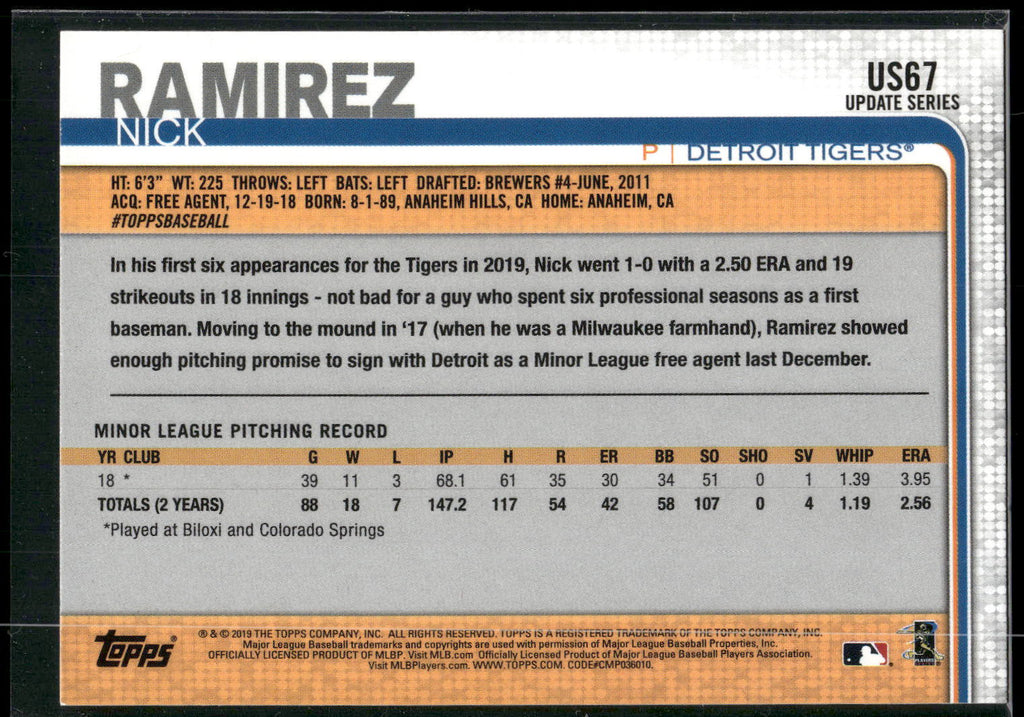 2019 Topps Update #US67 Nick Ramirez