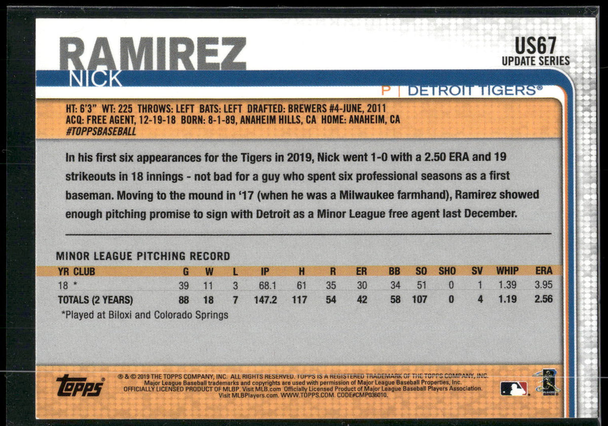 2019 Topps Update #US67 Nick Ramirez