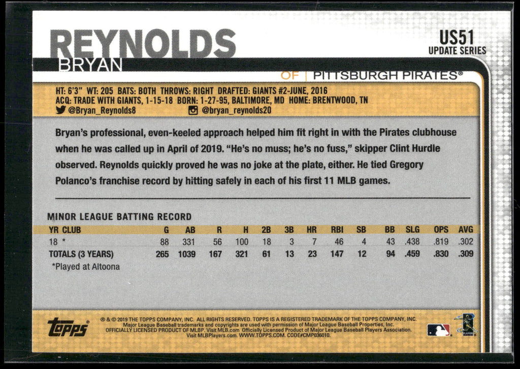 2019 Topps Update #US51 Bryan Reynolds