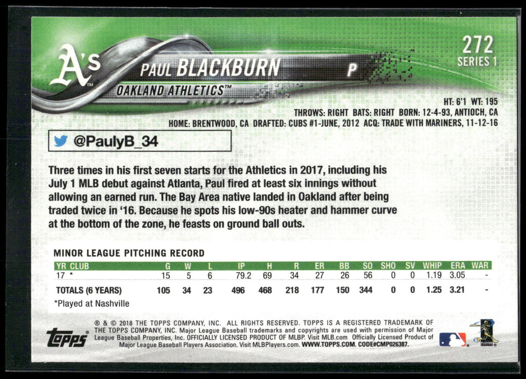 2018 Topps #272 Paul Blackburn