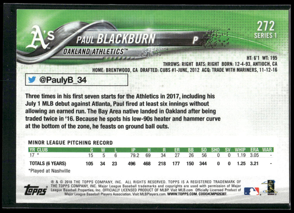 2018 Topps #272 Paul Blackburn