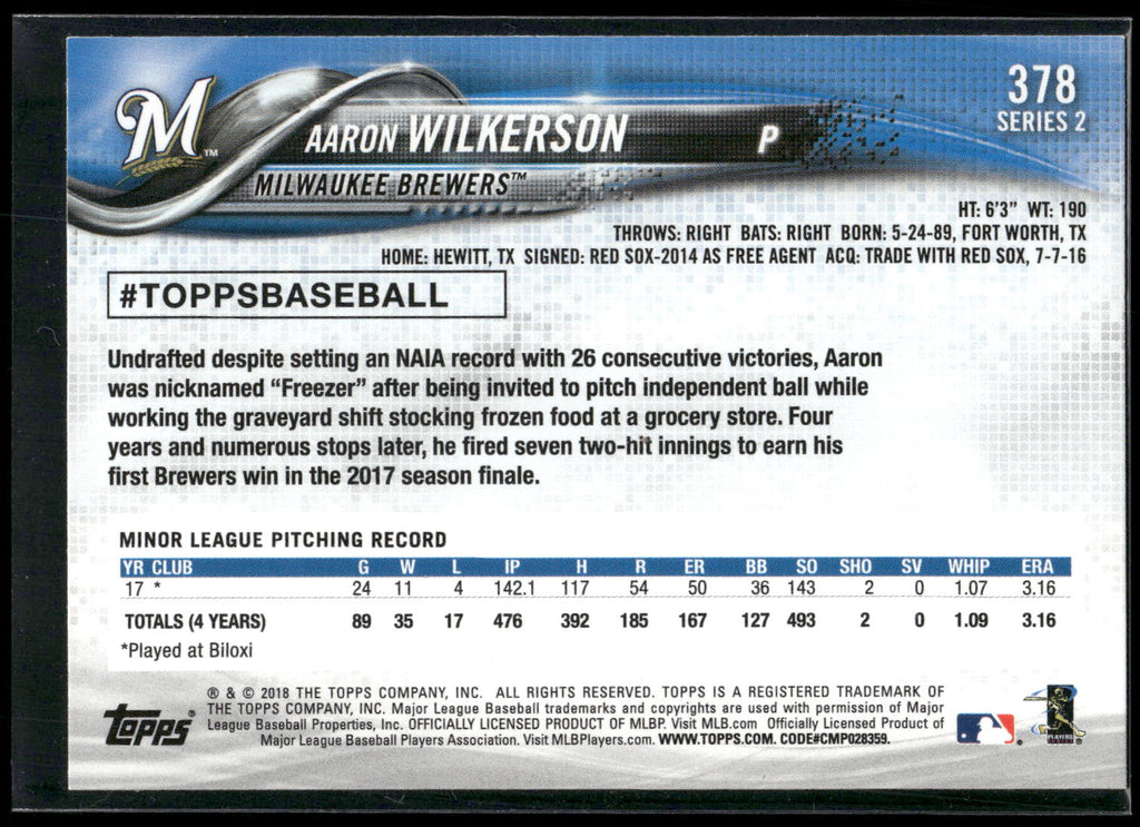2018 Topps #378 Aaron Wilkerson