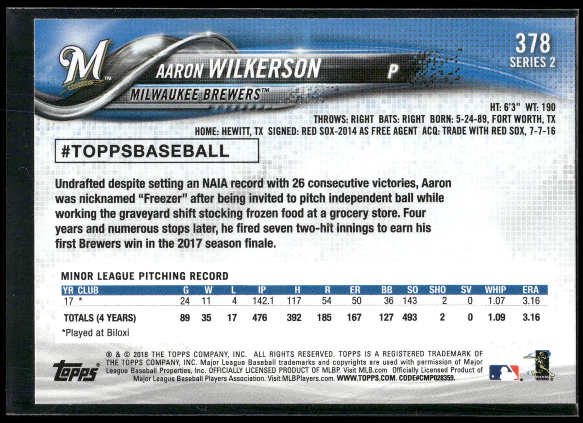 2018 Topps #378 Aaron Wilkerson
