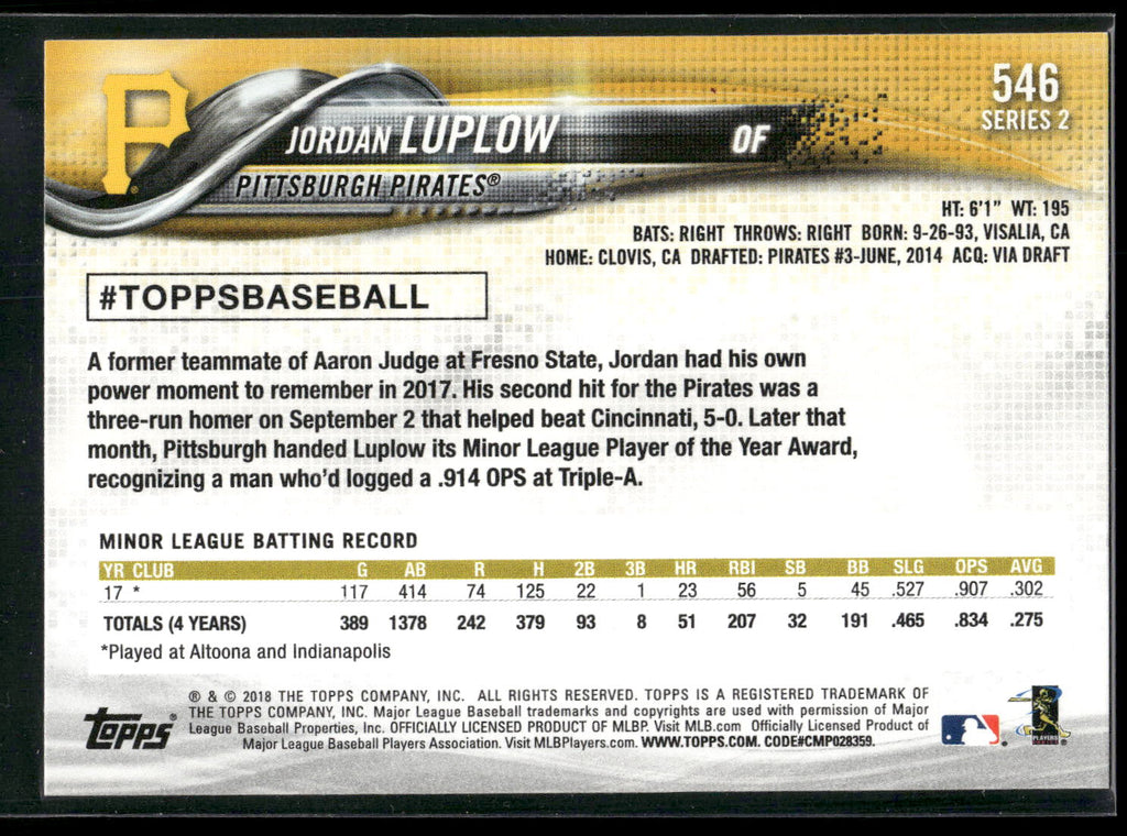 2018 Topps #546 Jordan Luplow