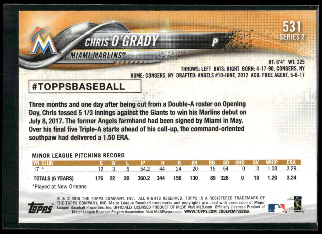 2018 Topps #531 Chris O'Grady