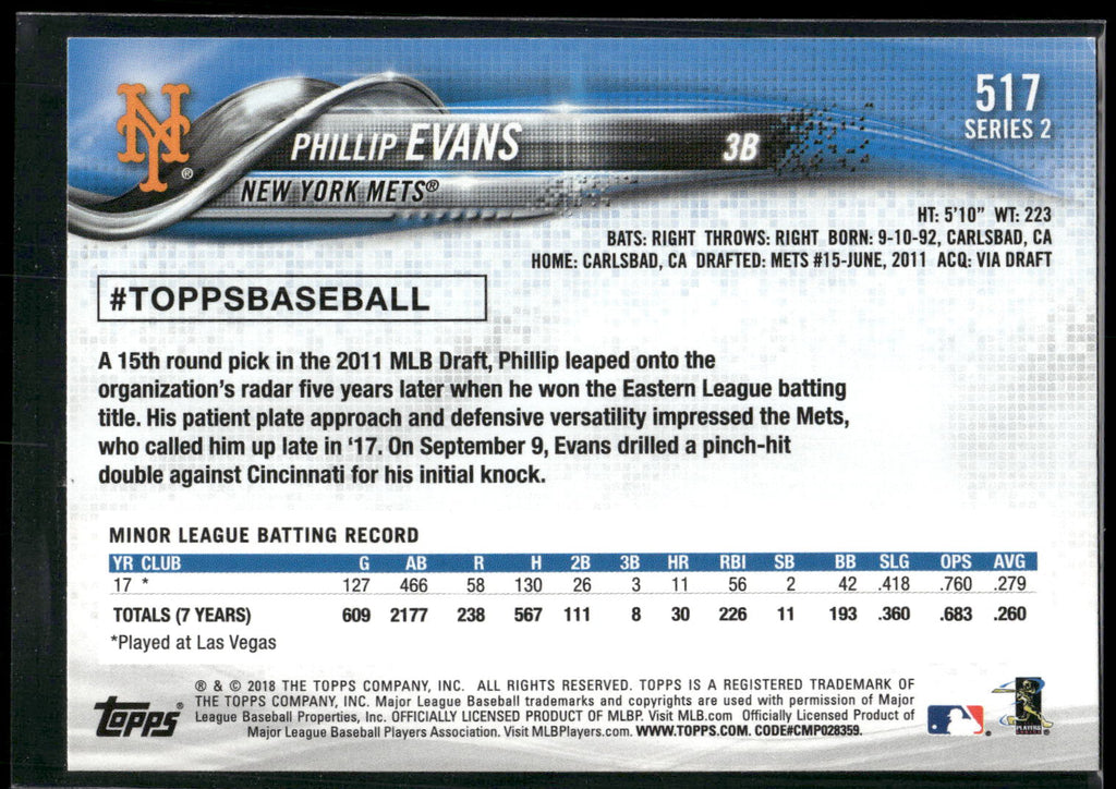 2018 Topps #517 Phillip Evans