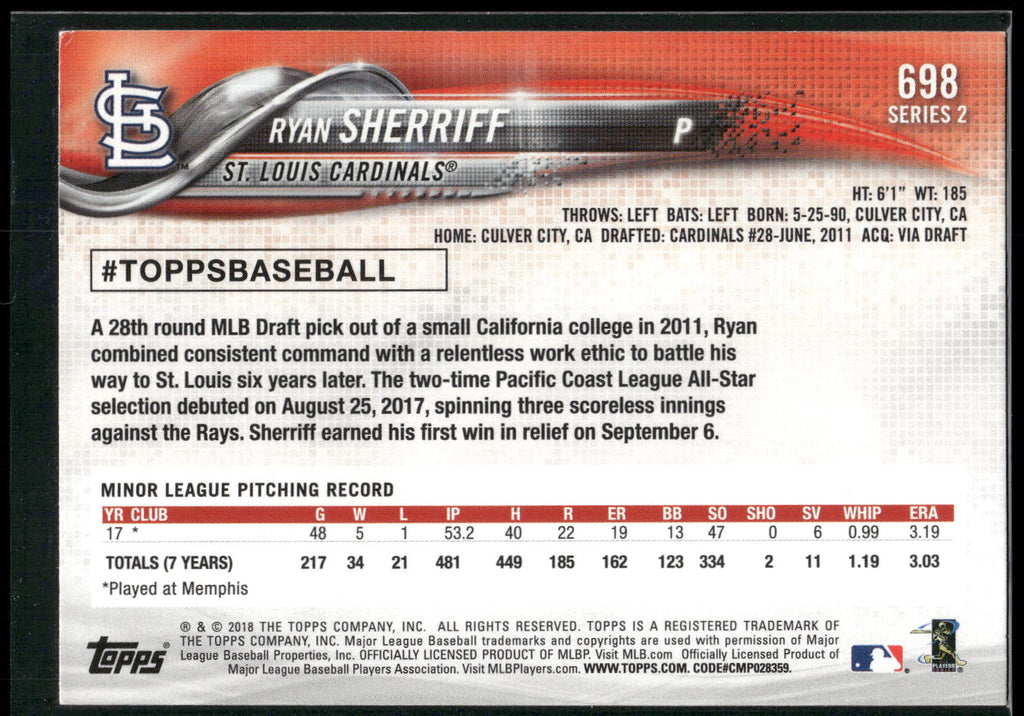 2018 Topps #698 Ryan Sherriff