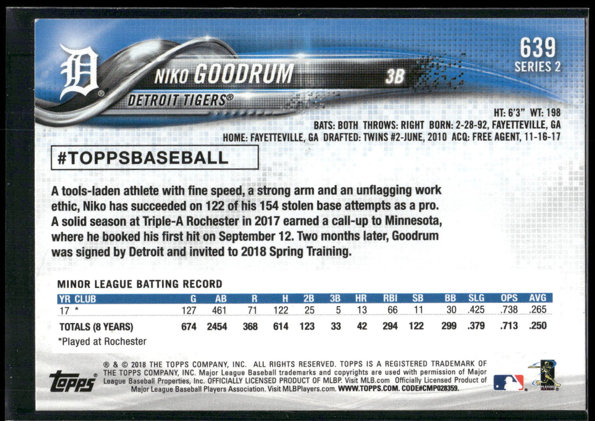 2018 Topps #639 Niko Goodrum