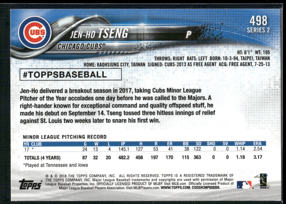 2018 Topps #498 Jen-Ho Tseng
