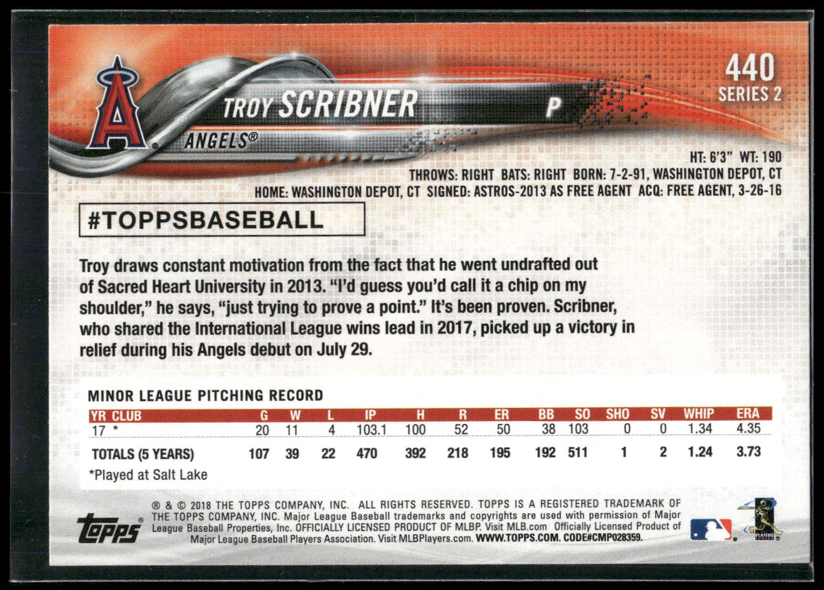 2018 Topps #440 Troy Scribner