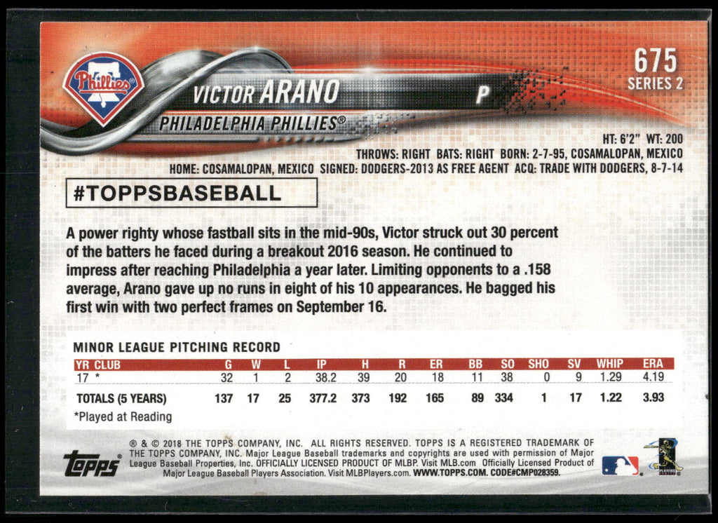 2018 Topps #675 Victor Arano