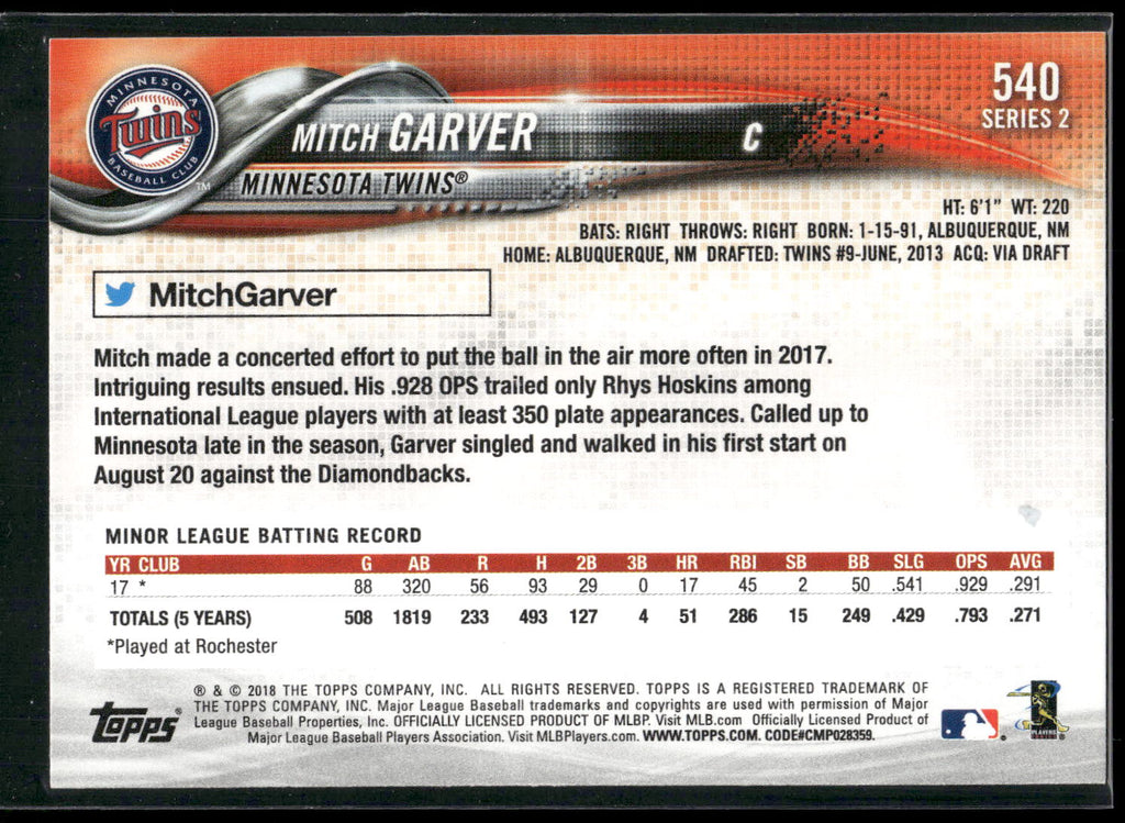 2018 Topps #540 Mitch Garver