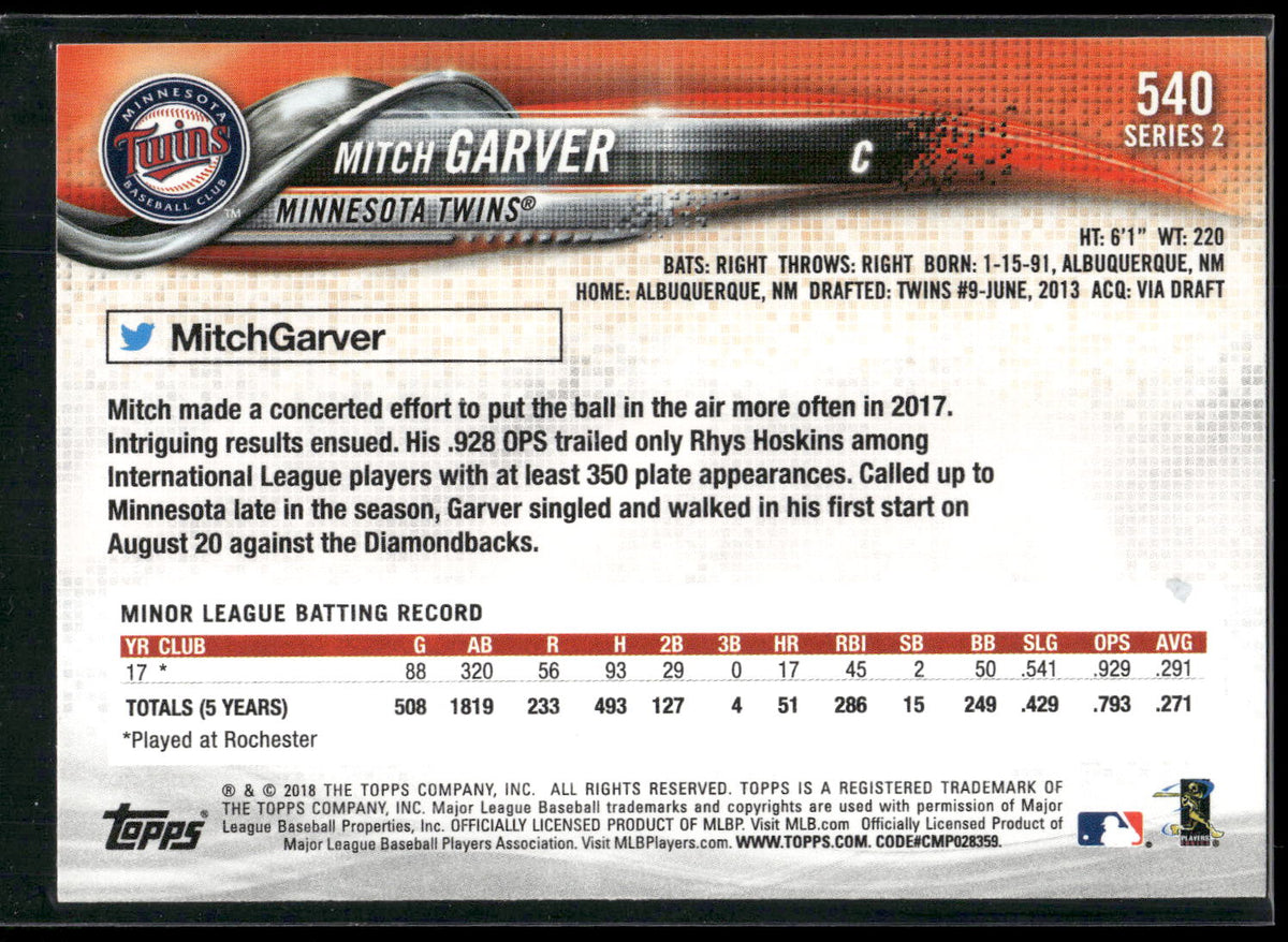 2018 Topps #540 Mitch Garver