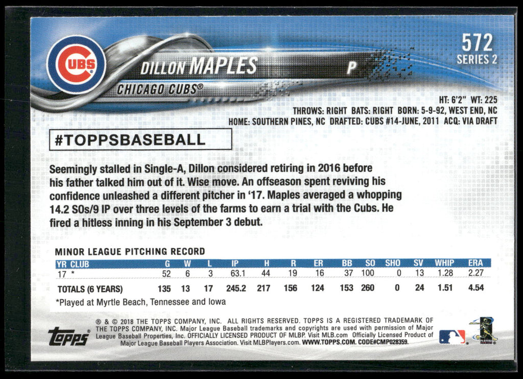 2018 Topps #572 Dillon Maples