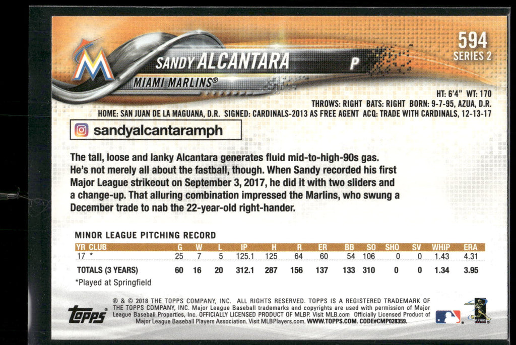 2018 Topps #594 Sandy Alcantara