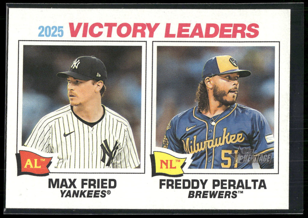 2026 Topps Heritage #5 2025 Victory Leaders (Max Fried / Freddy Peralta)