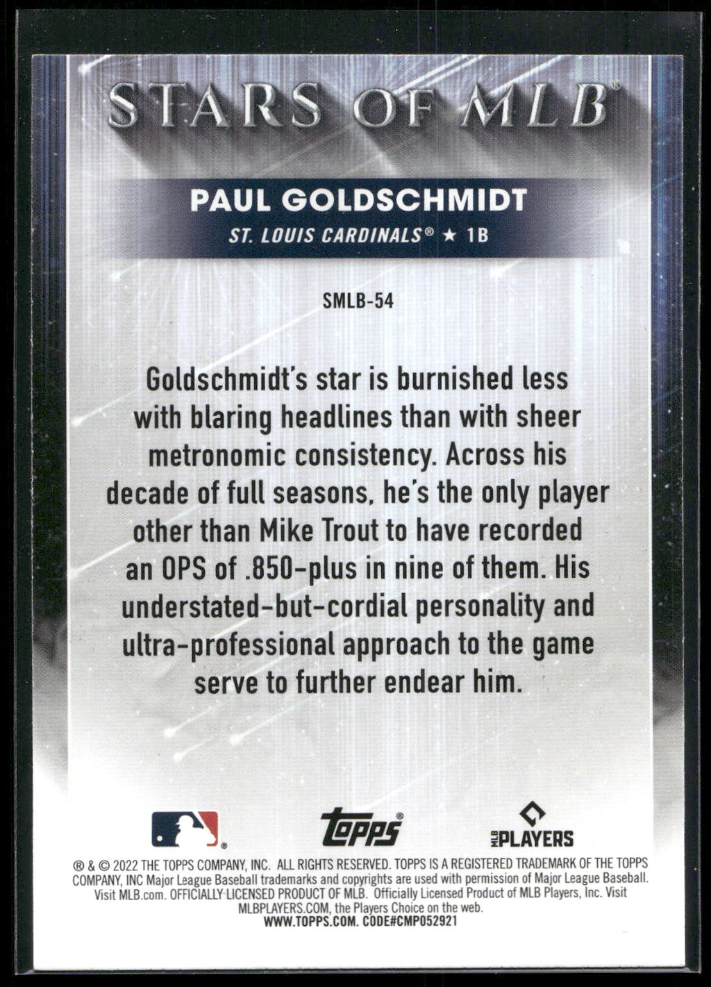 2022 Topps #SMLB-54 Paul Goldschmidt Stars of MLB