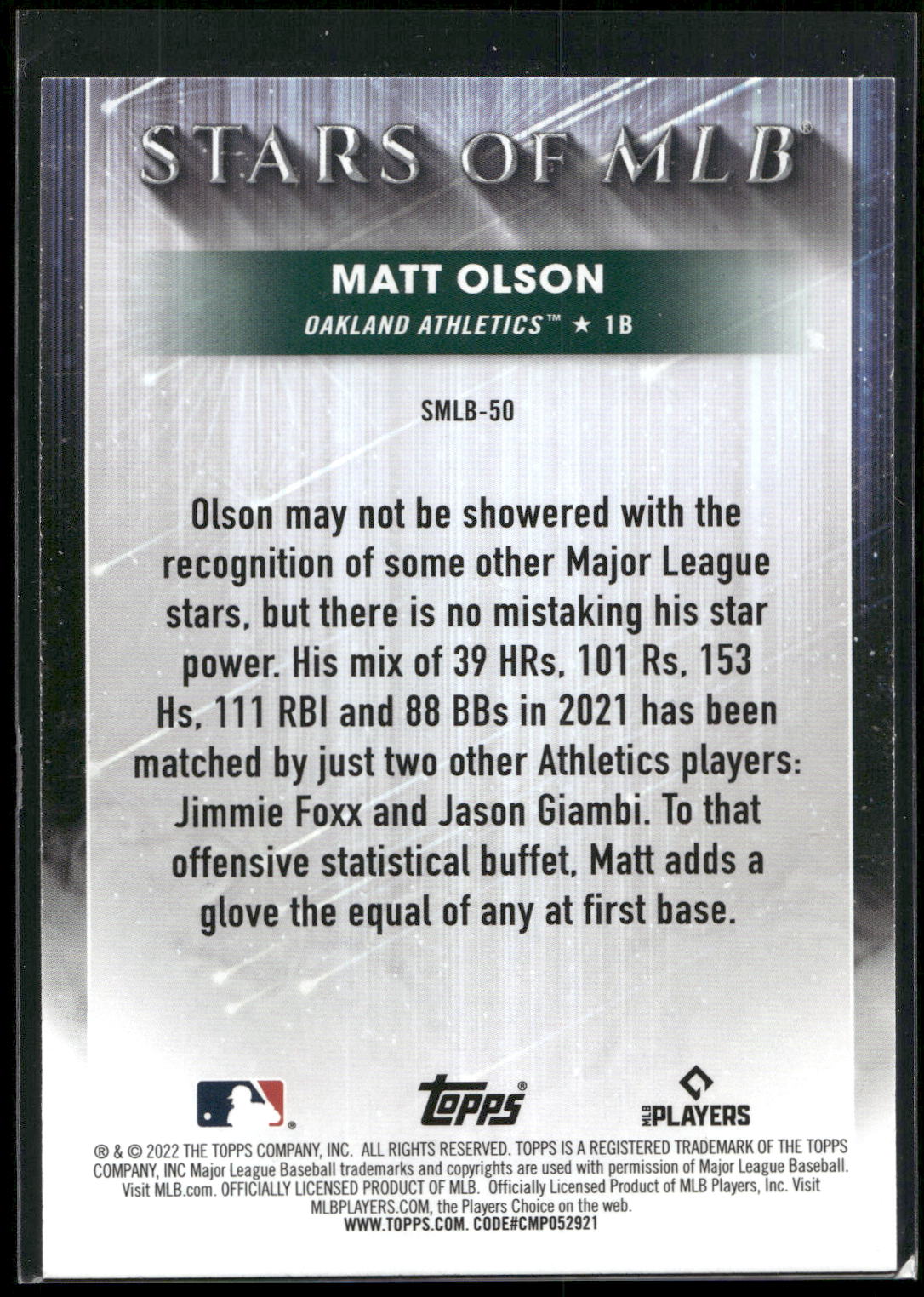 2022 Topps #SMLB-50 Matt Olson Stars of MLB