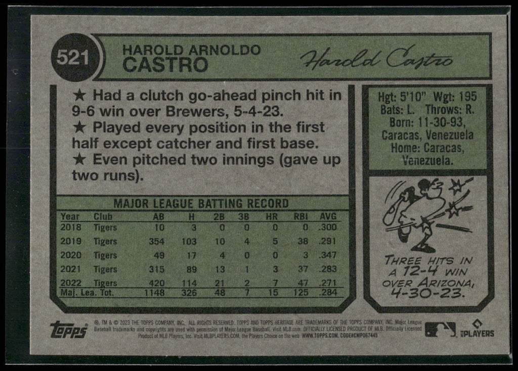 2023 Topps Heritage #521 Harold Castro