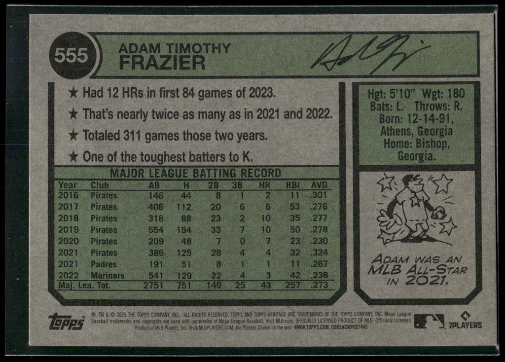 2023 Topps Heritage #555 Adam Frazier