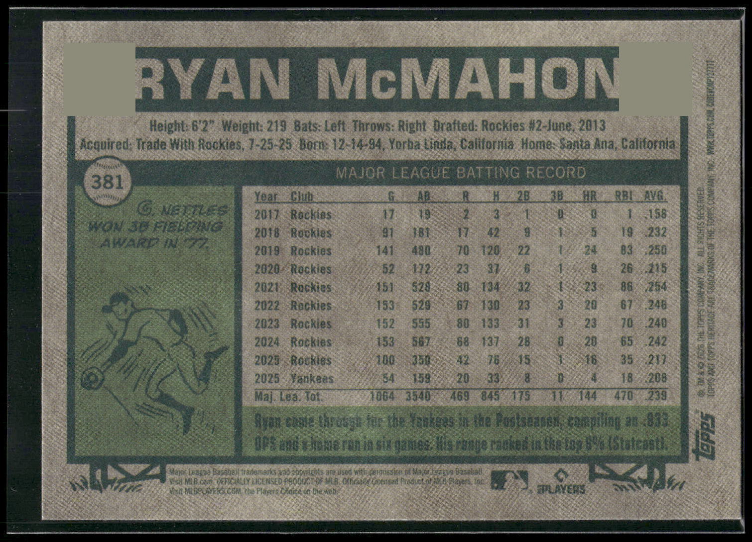 2026 Topps Heritage #381 Ryan McMahon