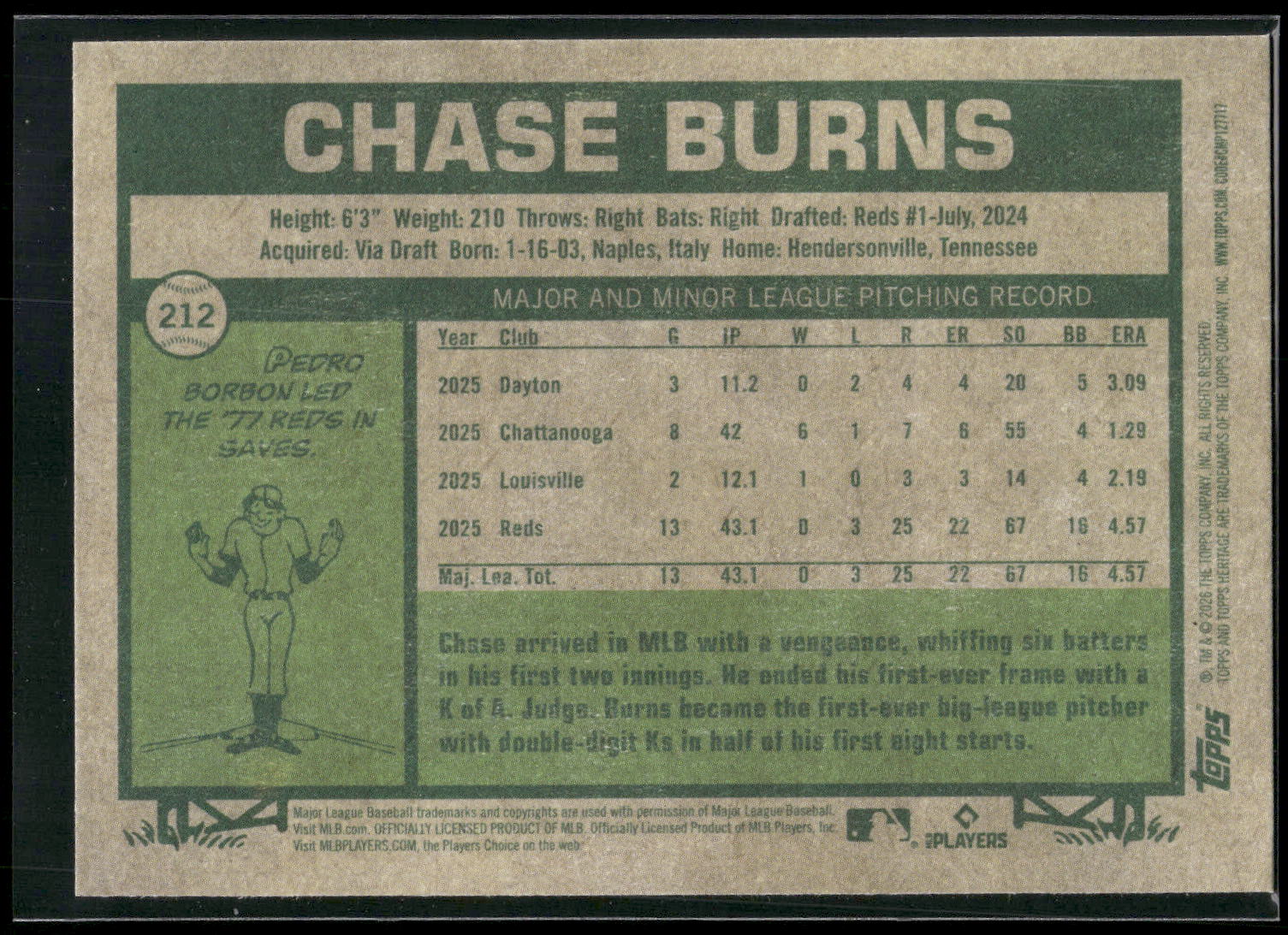 2026 Topps Heritage #212 Chase Burns