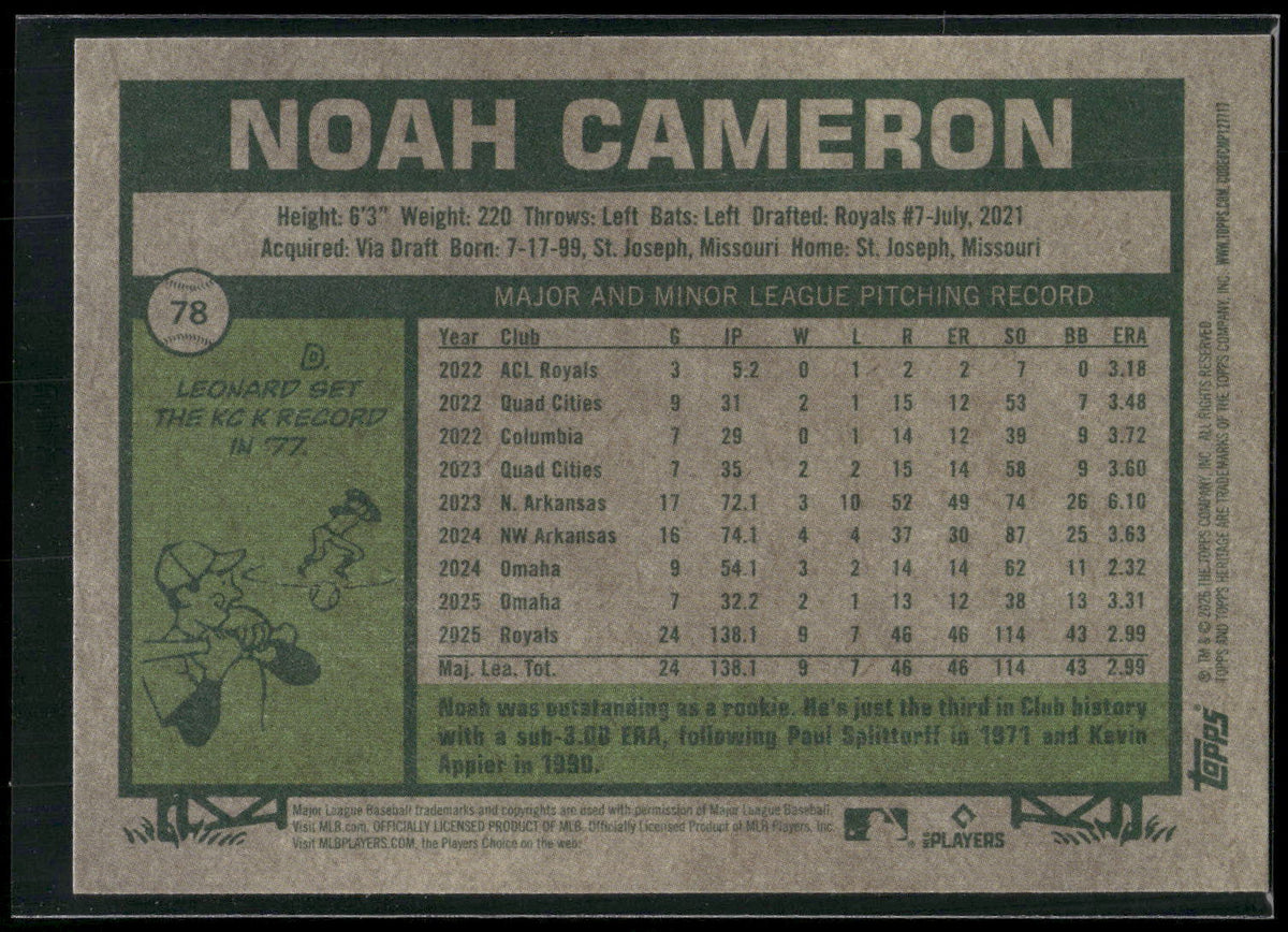 2026 Topps Heritage #78 Noah Cameron