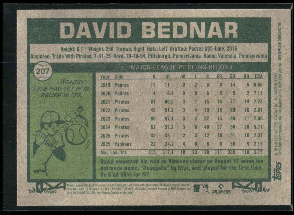 2026 Topps Heritage #207 David Bednar