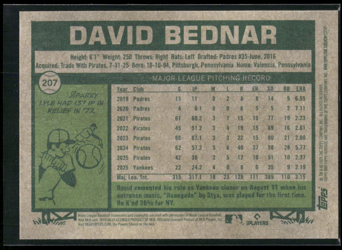 2026 Topps Heritage #207 David Bednar