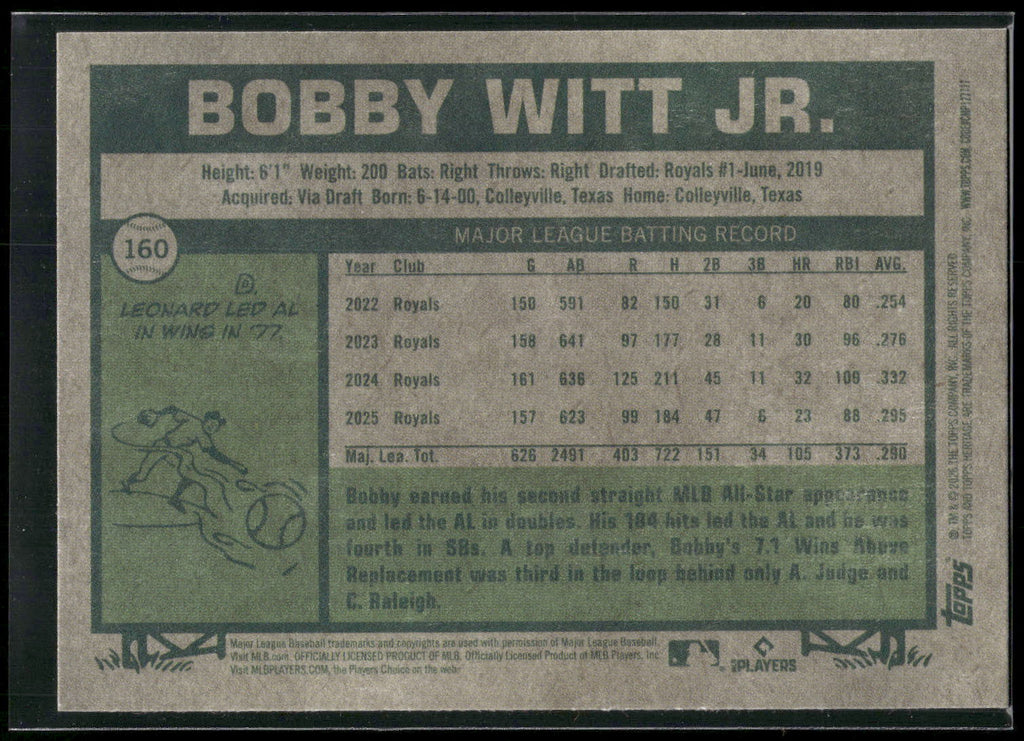 2026 Topps Heritage #160 Bobby Witt Jr.