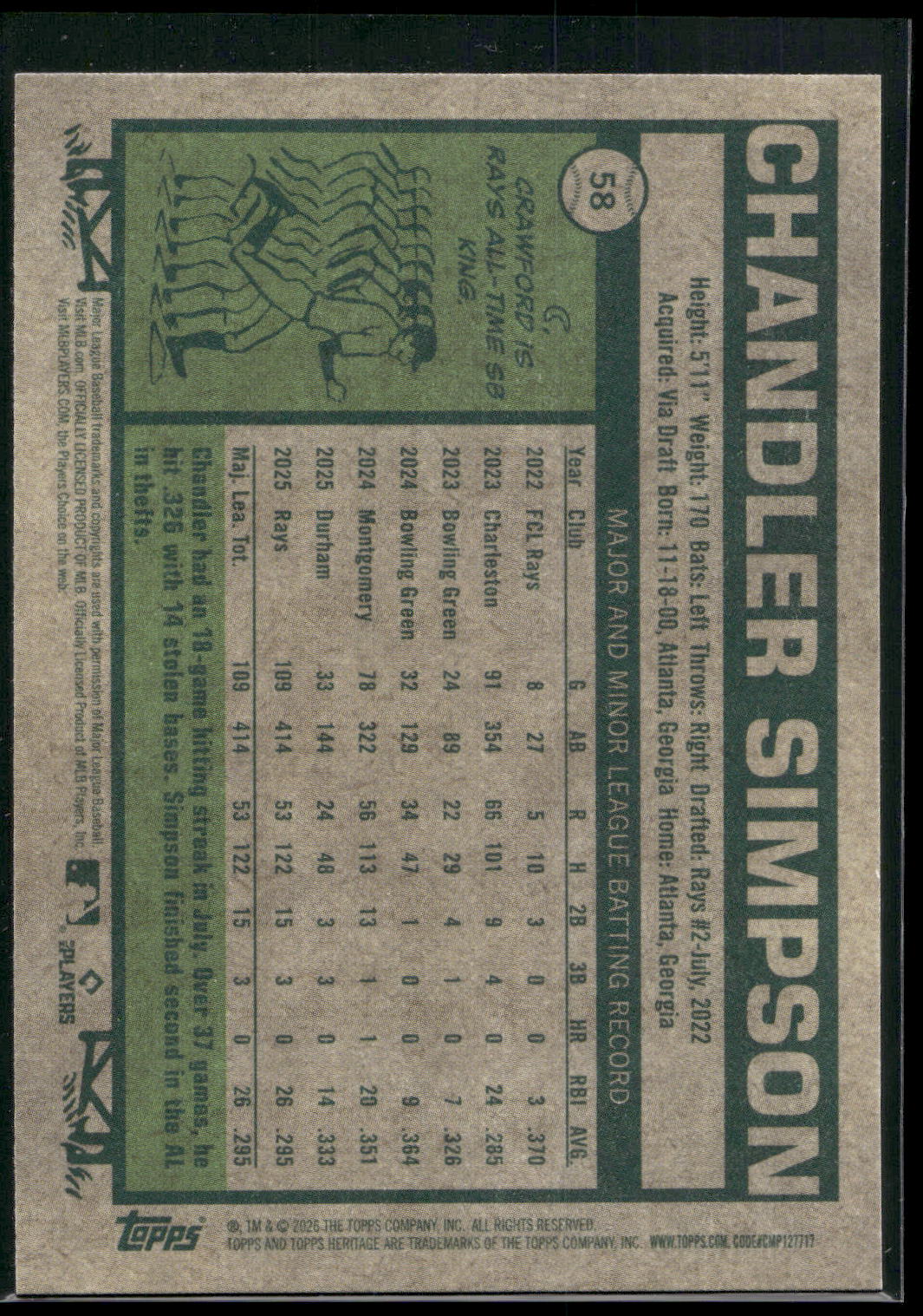 2026 Topps Heritage #58 Chandler Simpson