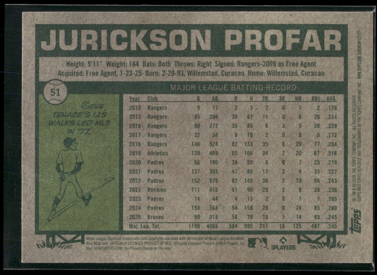 2026 Topps Heritage #51 Jurickson Profar