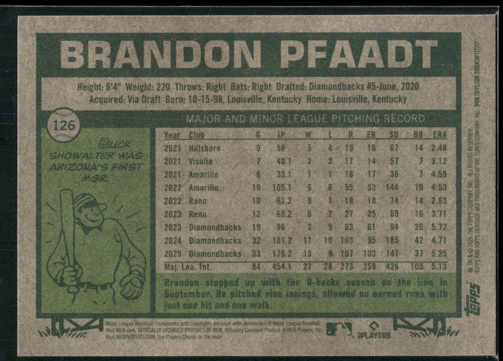 2026 Topps Heritage #126 Brandon Pfaadt