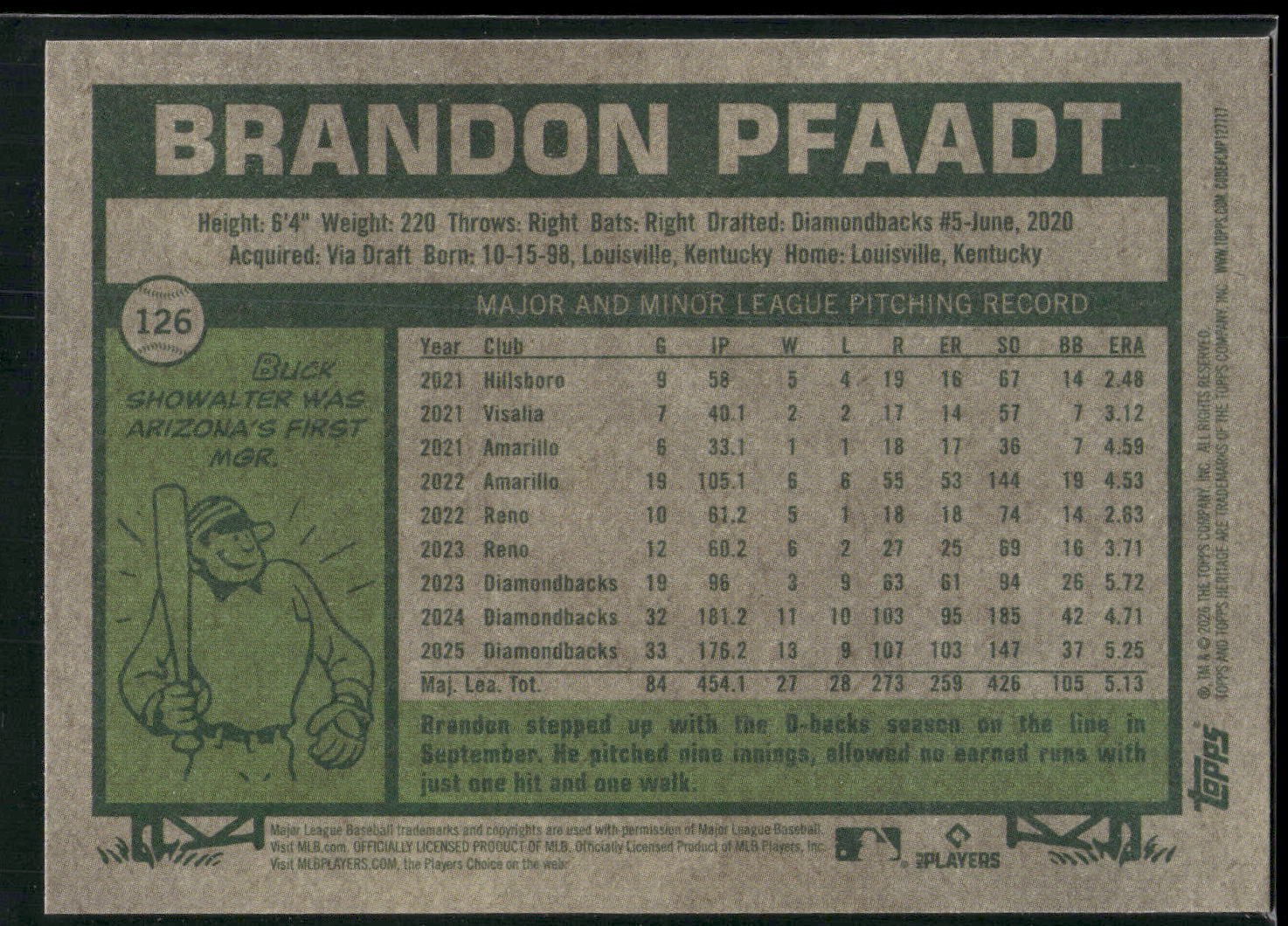 2026 Topps Heritage #126 Brandon Pfaadt