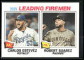 2026 Topps Heritage #8 2025 Leading Firemen (Carlos Estevez / Robert Suarez)