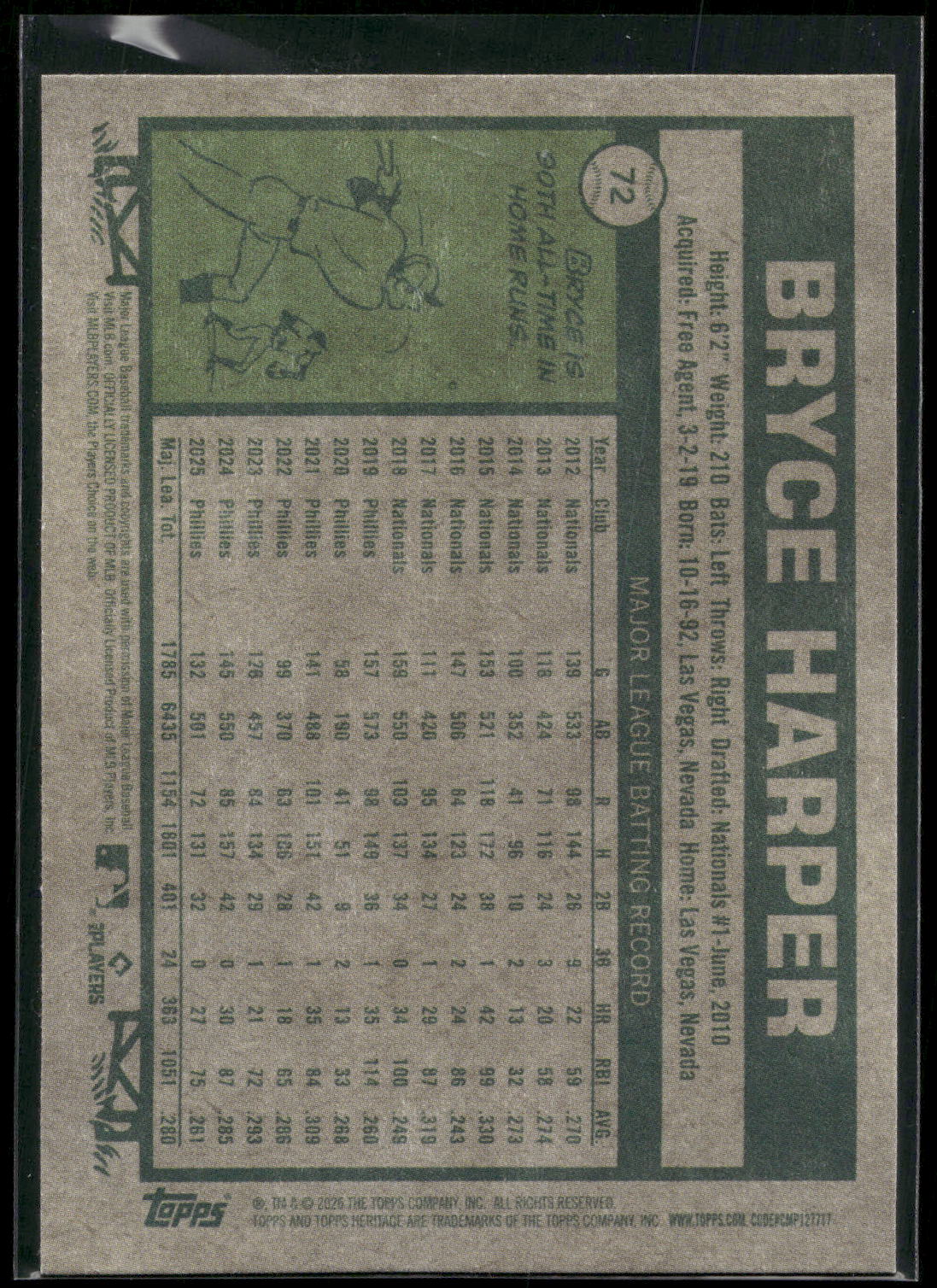 2026 Topps Heritage #72 Bryce Harper